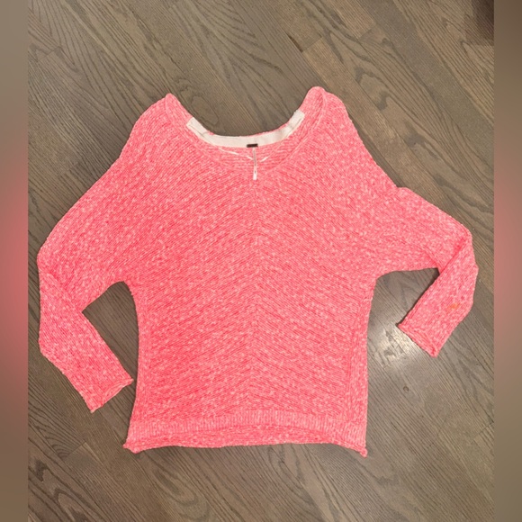 Free People Bright Lights Sweater Womens Size Medium Neon Flamingo - Picture 3 of 7